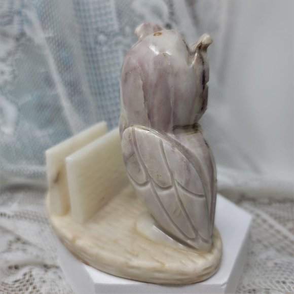 Marble Owl Card Holder Vintage Blue Eyes - Picture 5 of 8